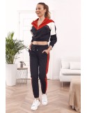 Bequemer Trainingsanzug, Sweatshirt mit Stehkragen und Hose, Rot und Schwarz 01039 - Online-Shop - Boutique